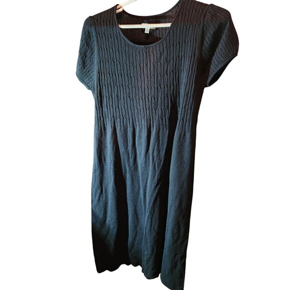 Black Sweater Dress Sandra Darren Size 16 career office minimalist Short-Sleeve - Picture 2 of 10